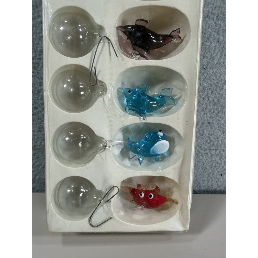 Vintage Ganz Whales & Dolphins w/ Bubbles Blown Glass Floating Tropical Lot of 4